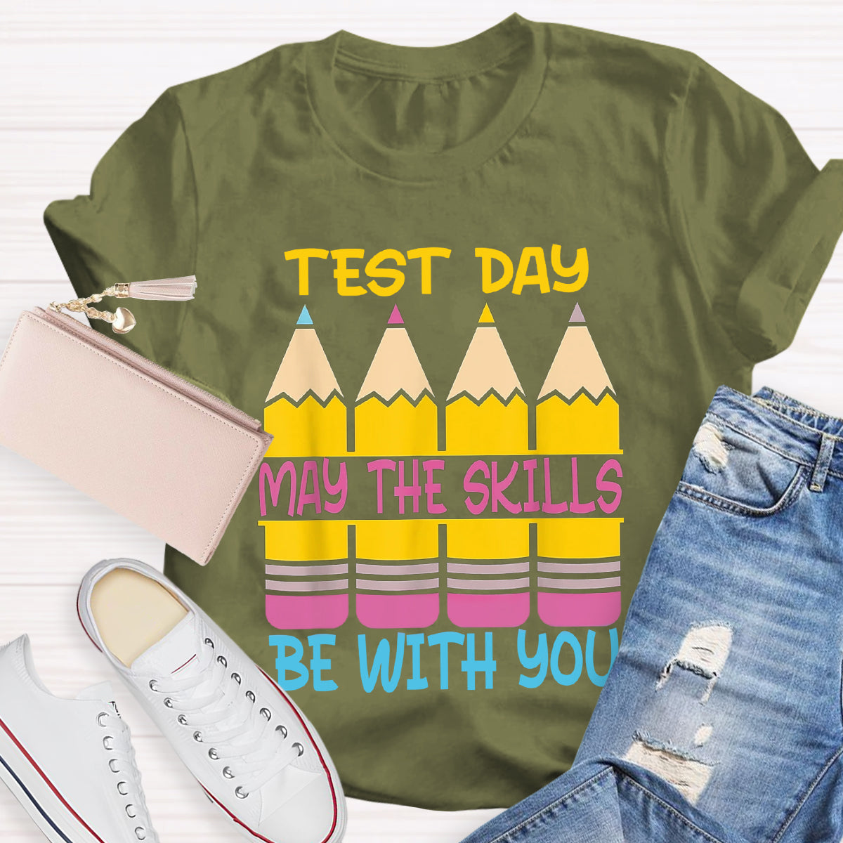 Test Day May The Skills Be With You Teacher T-Shirt