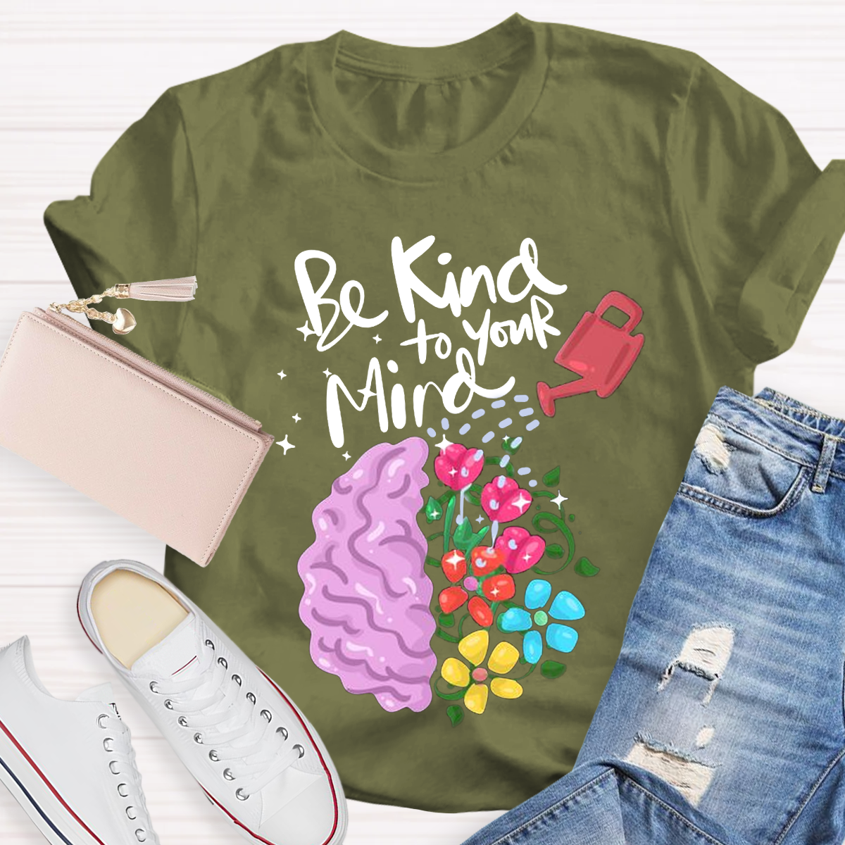 Be Kind To Your Mind Pink Brain T-Shirt