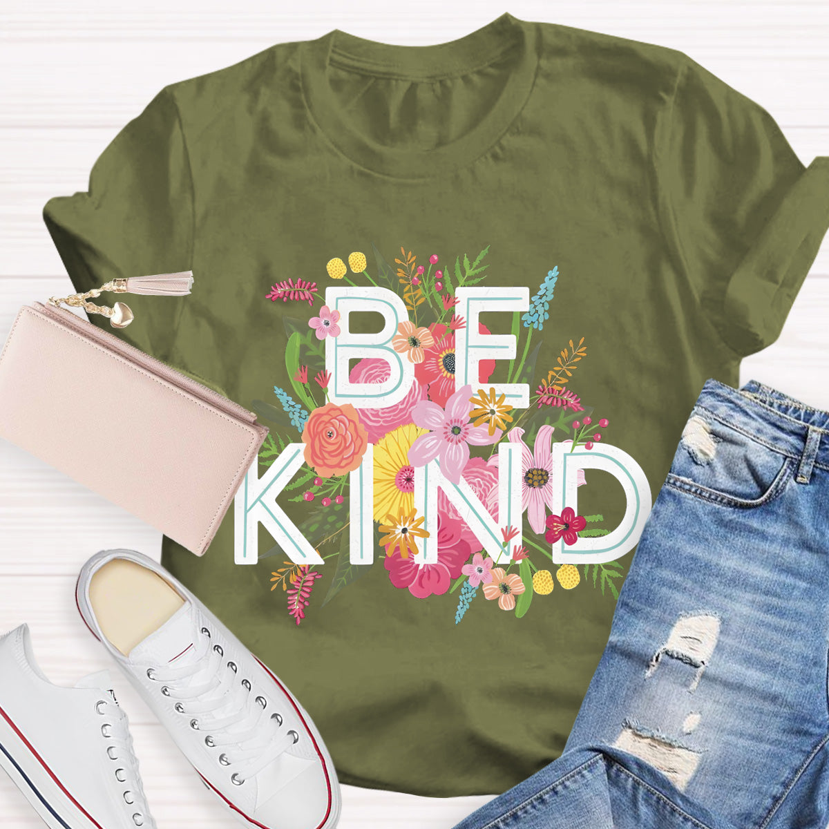 Floral Be Kind Teacher T-Shirt
