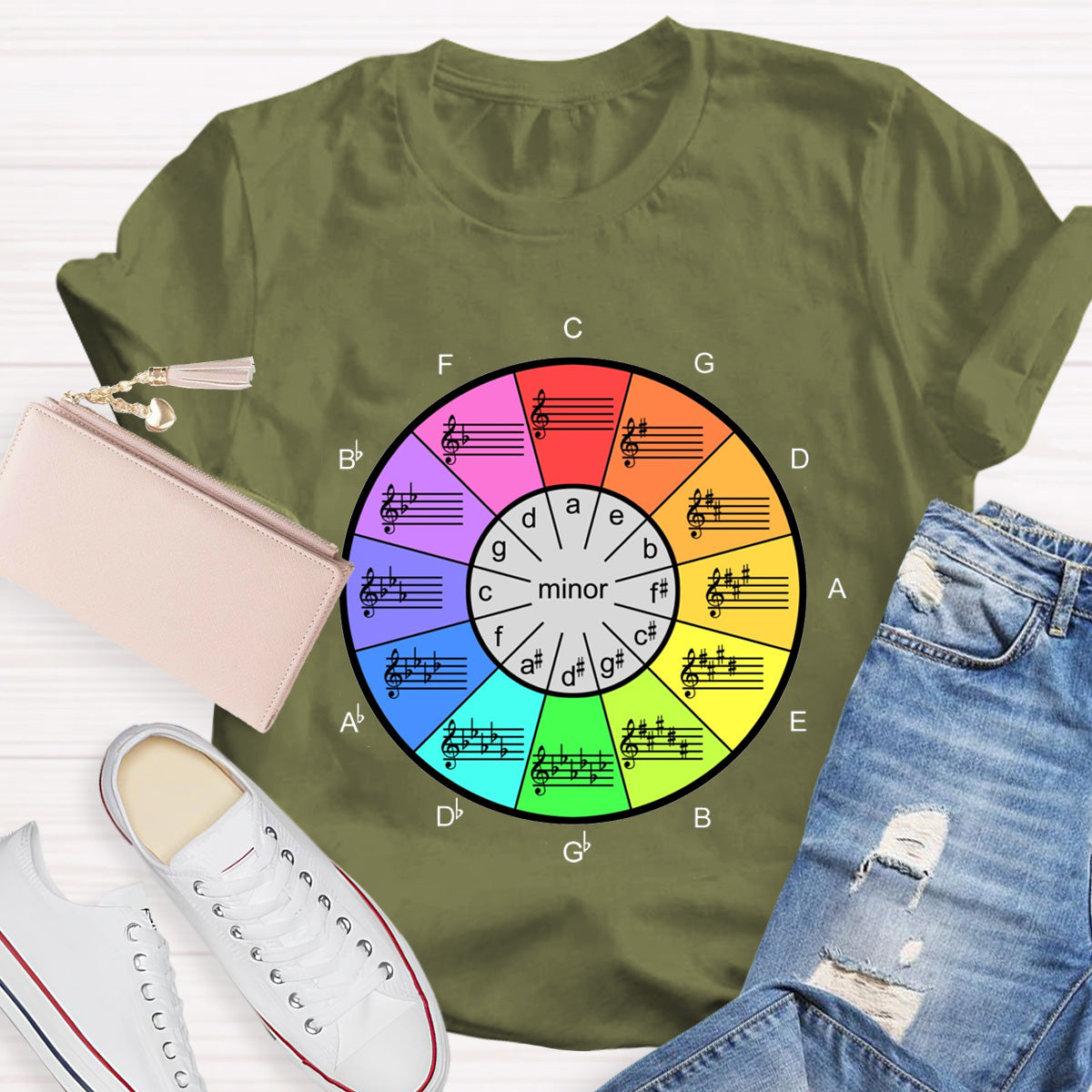 Circle Of Fifths Color Wheel For Music Artists Teacher T-Shirt