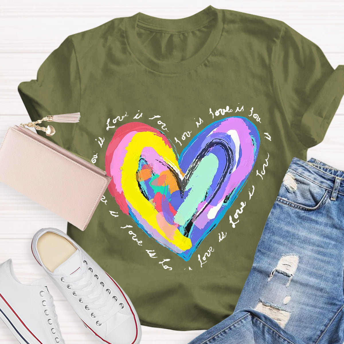 Art Design Colorful Heart Teacher T-Shirt