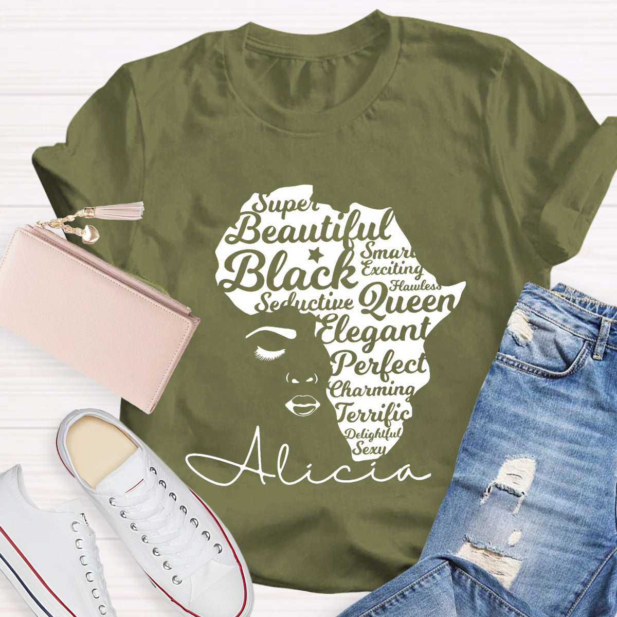 Personalized Name Beautiful Queen T-Shirt