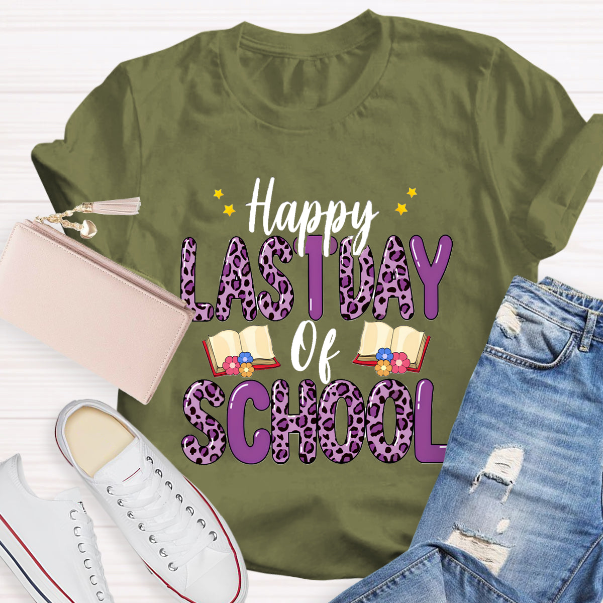 Happy Last Day Of School Purple Printed T-Shirt