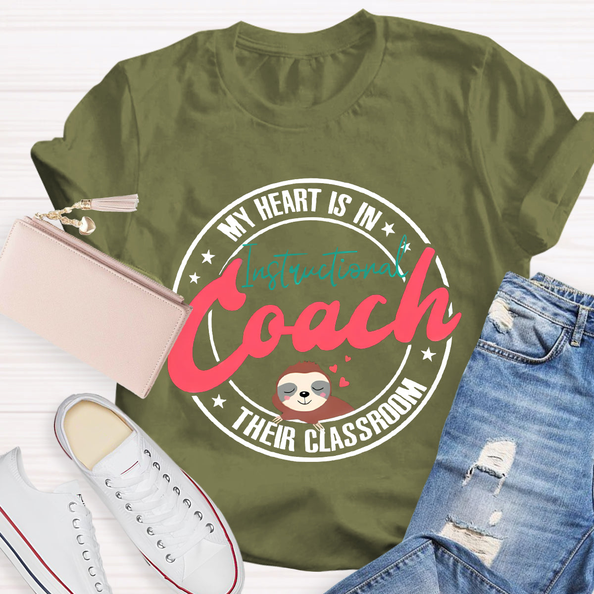 My Heart Is In Their Classroom Instructional Coach Teacher T-Shirt