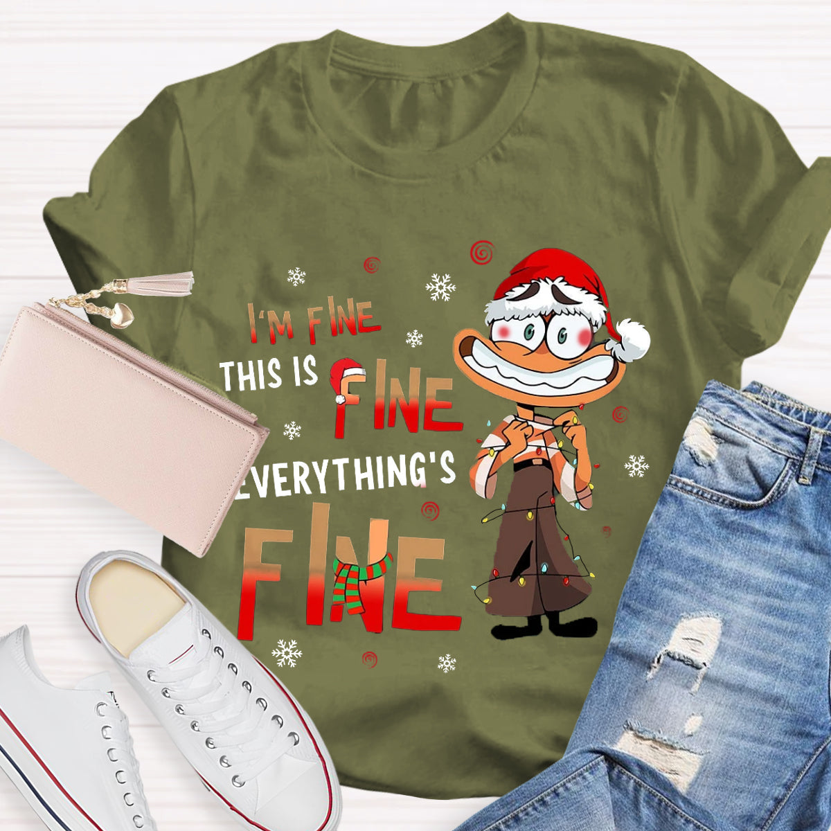 I'm Fine Everything Is Fine Christmas  Emotions T-Shirt