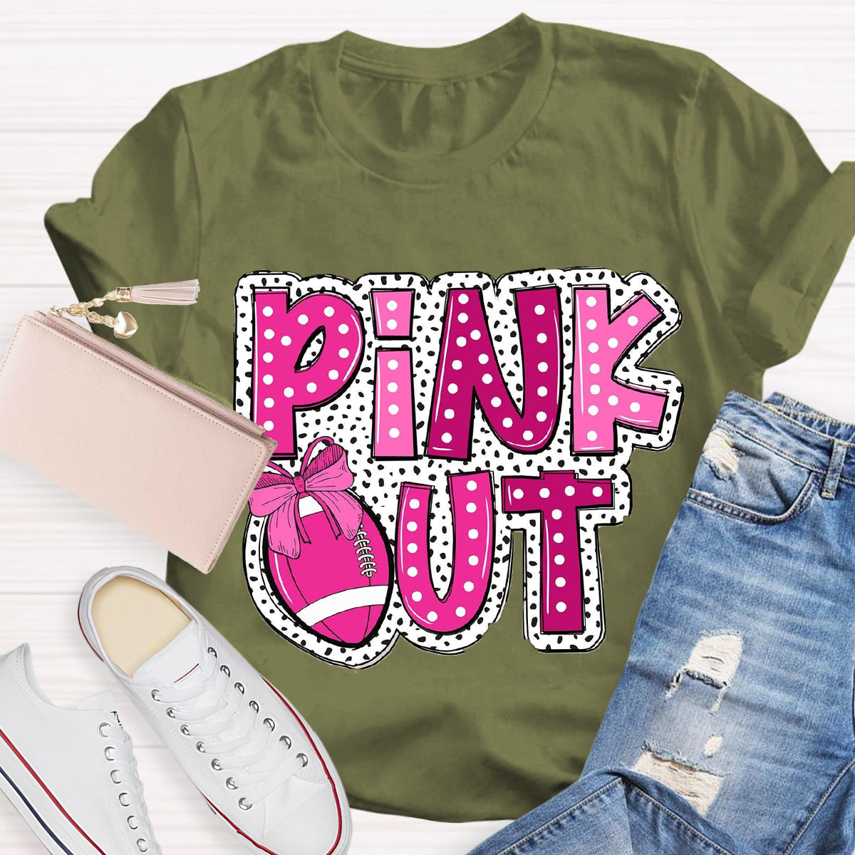 Pink Out Football  T-Shirt