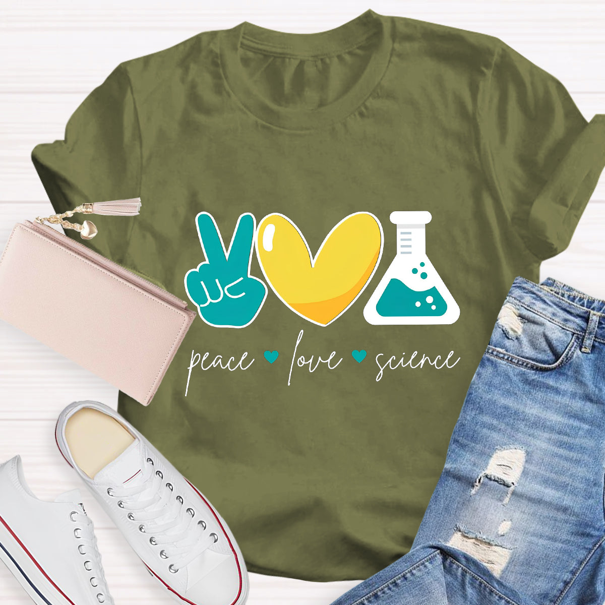 Peace Love Science Teacher T-Shirt