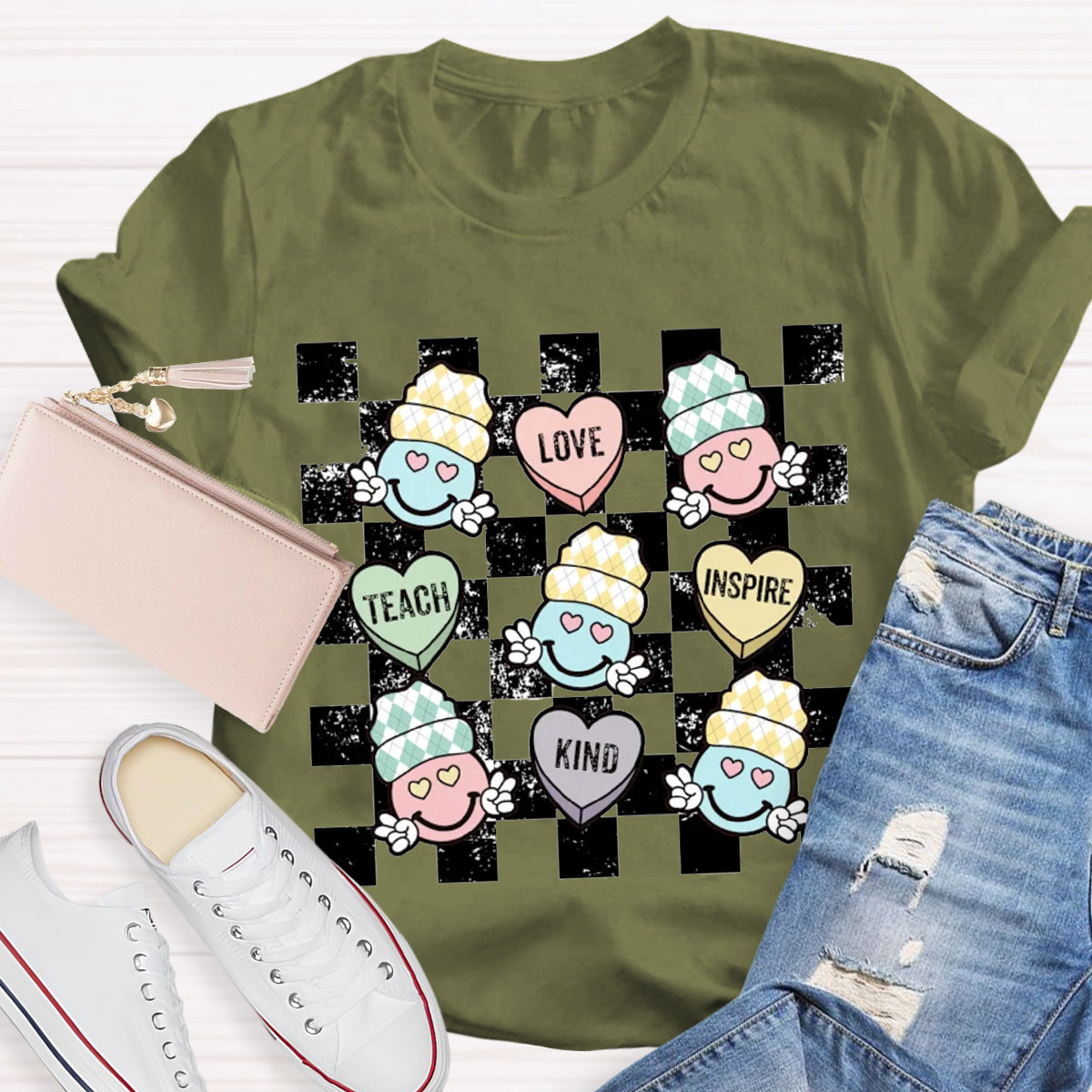 Teacher Conversation Hearts Valentines Day T-Shirt