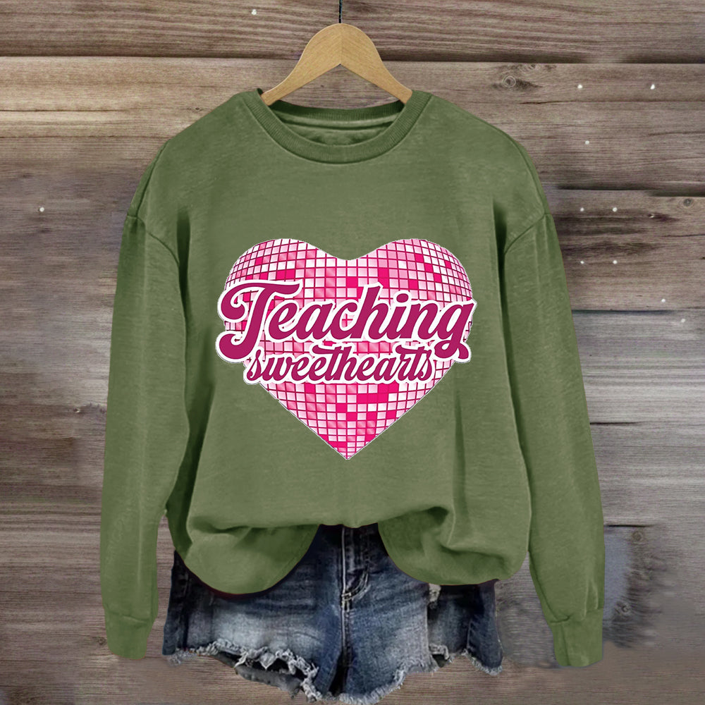 Teaching Sweethearts Pink Plaid Heart Sweatshirt