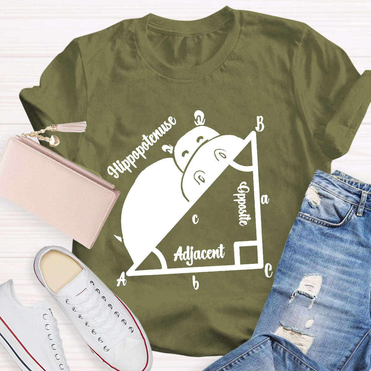 Hippo Hippotenuse Angle Function Teacher Shirt