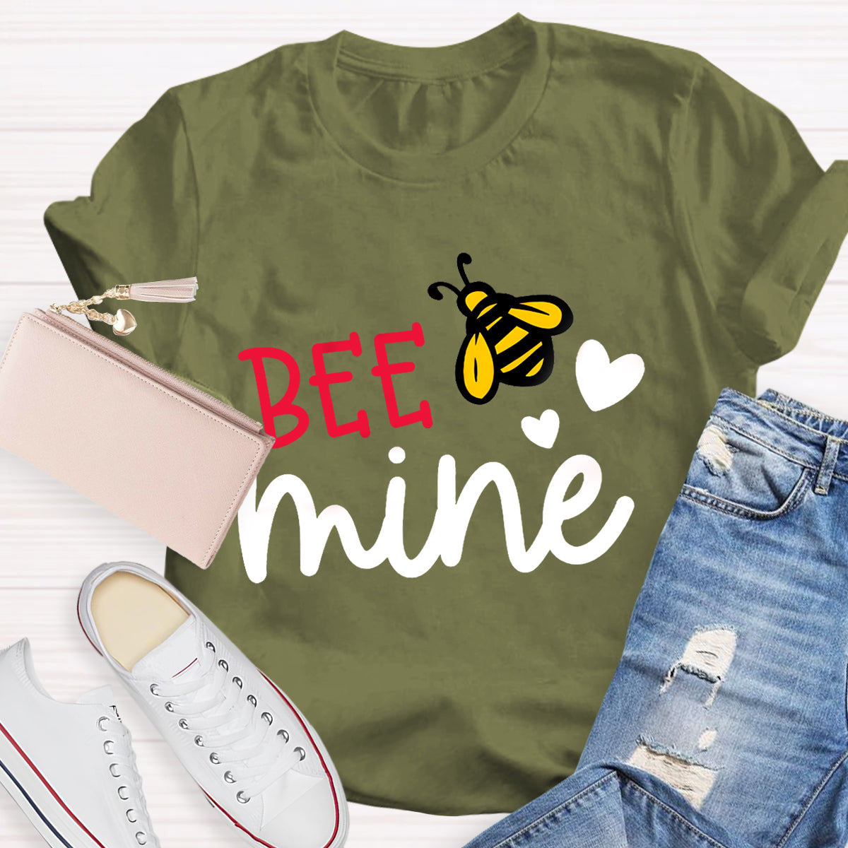 Be  Mine Heart Printed Teacher T-Shirt