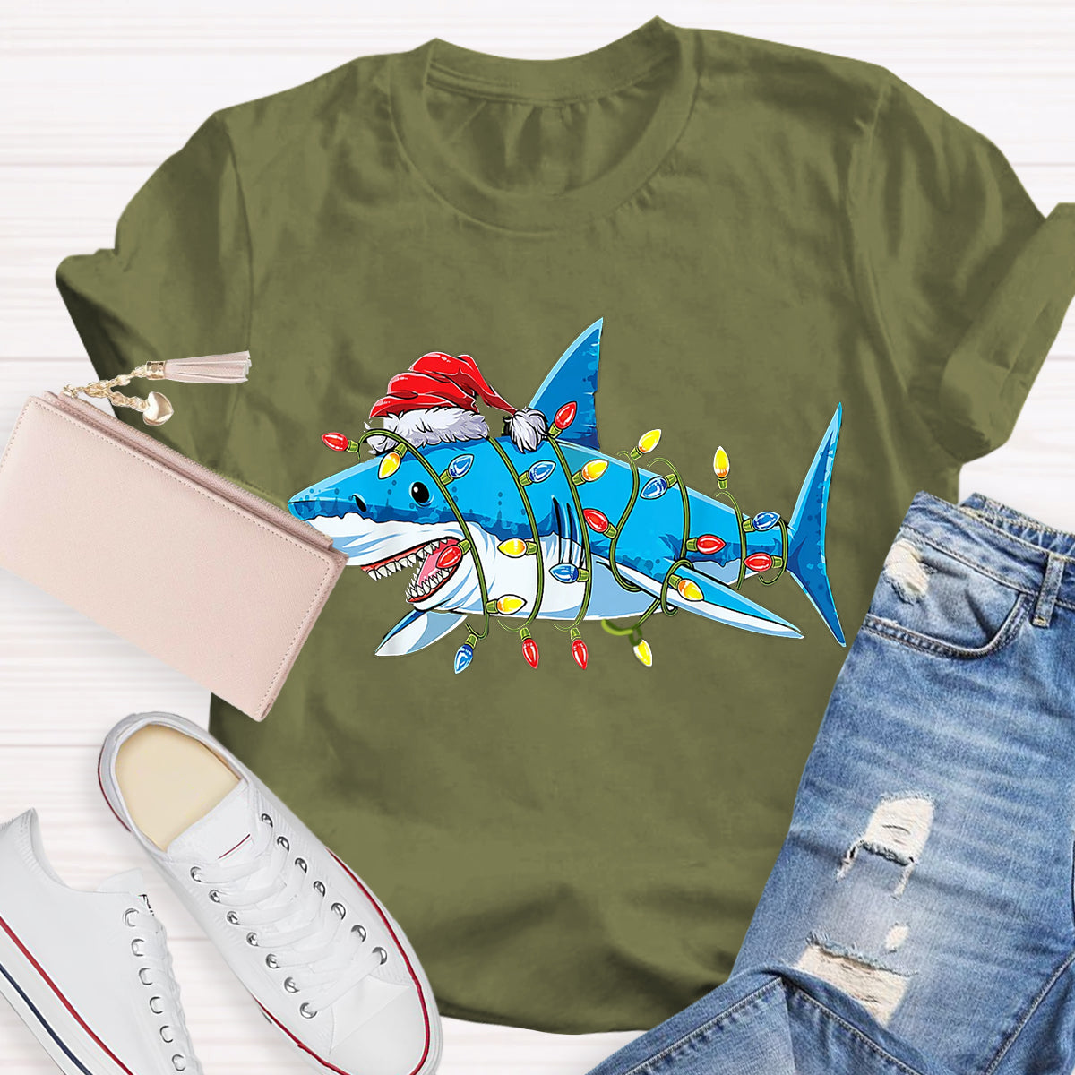 Christmas Shark Lights T-Shirt