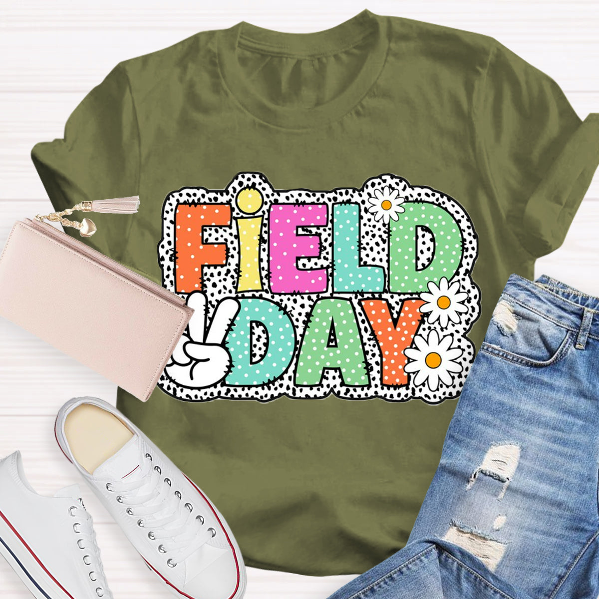 Field Day Dots Teacher T-Shirt