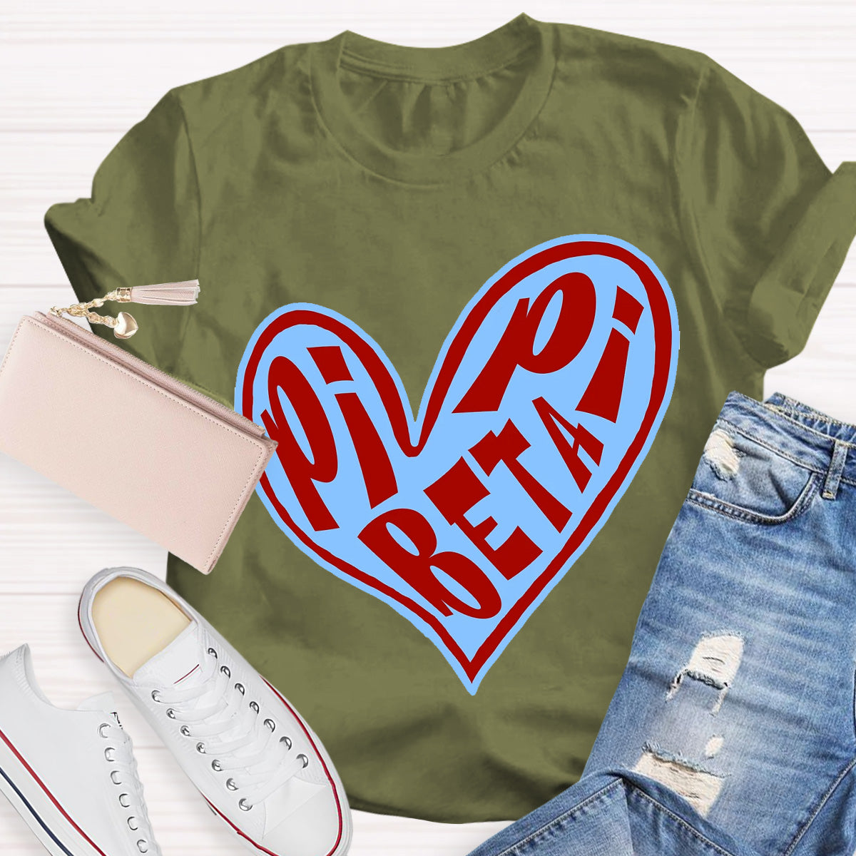 Pi Beta Pi Funky Heart Teacher T-Shirt