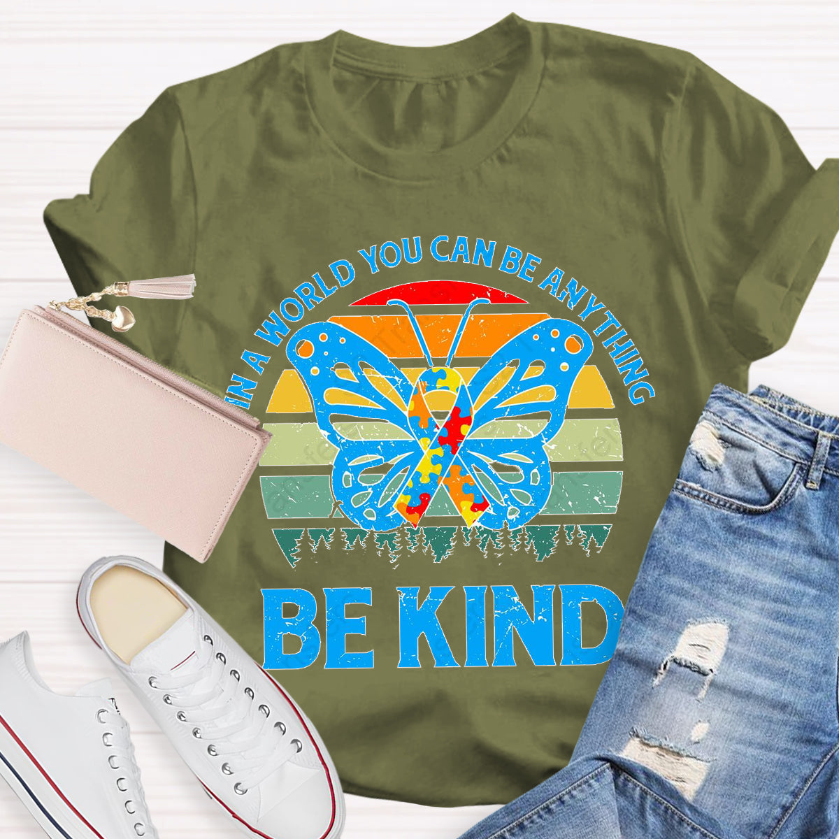 In A Word You Can Be Anything Be Kind Teacher T-Shirt