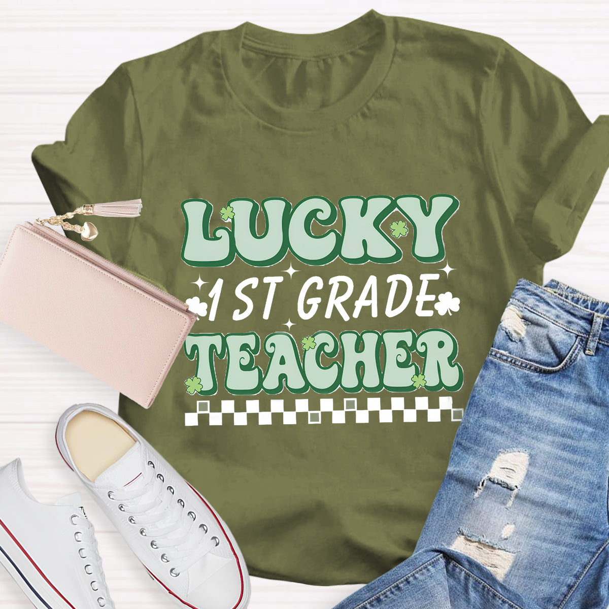 Personalized Grade Lucky Teacher T-Shirt