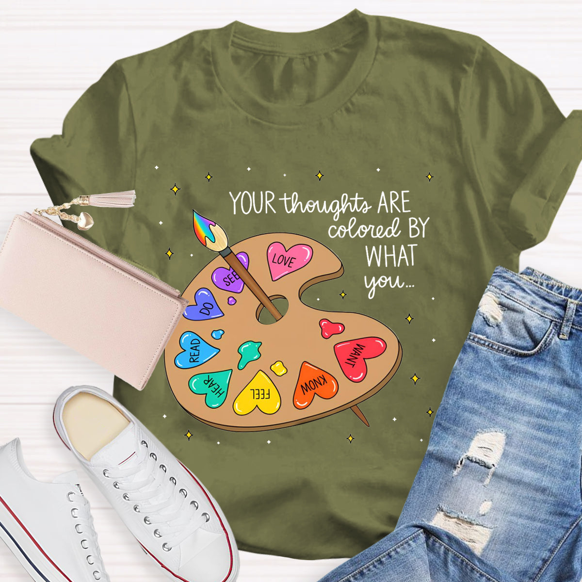 Your Thoughts Are Colored By What You Love What You Read Teacher T-Shirt