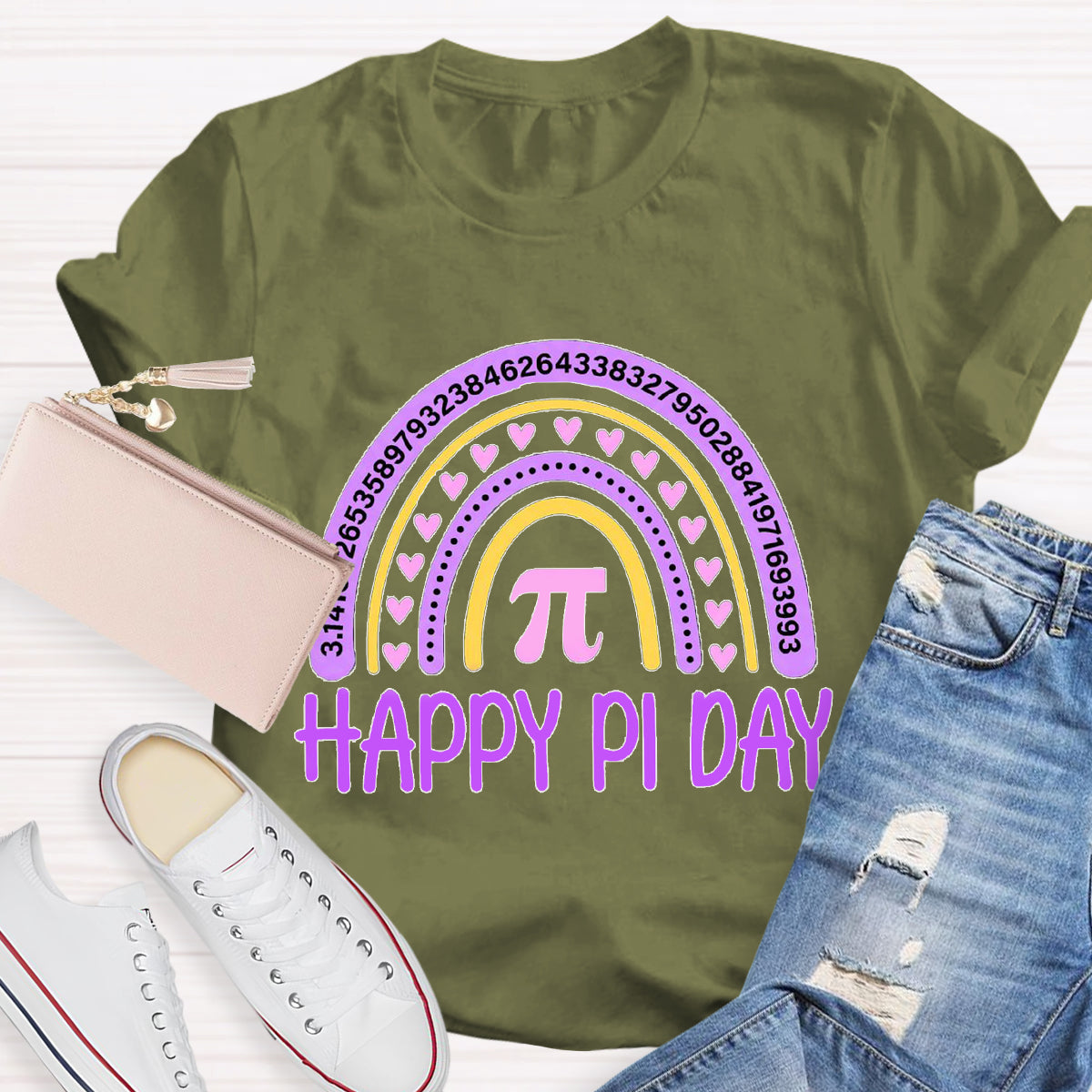 Happy Pi Day Purple Rainbow T-Shirt