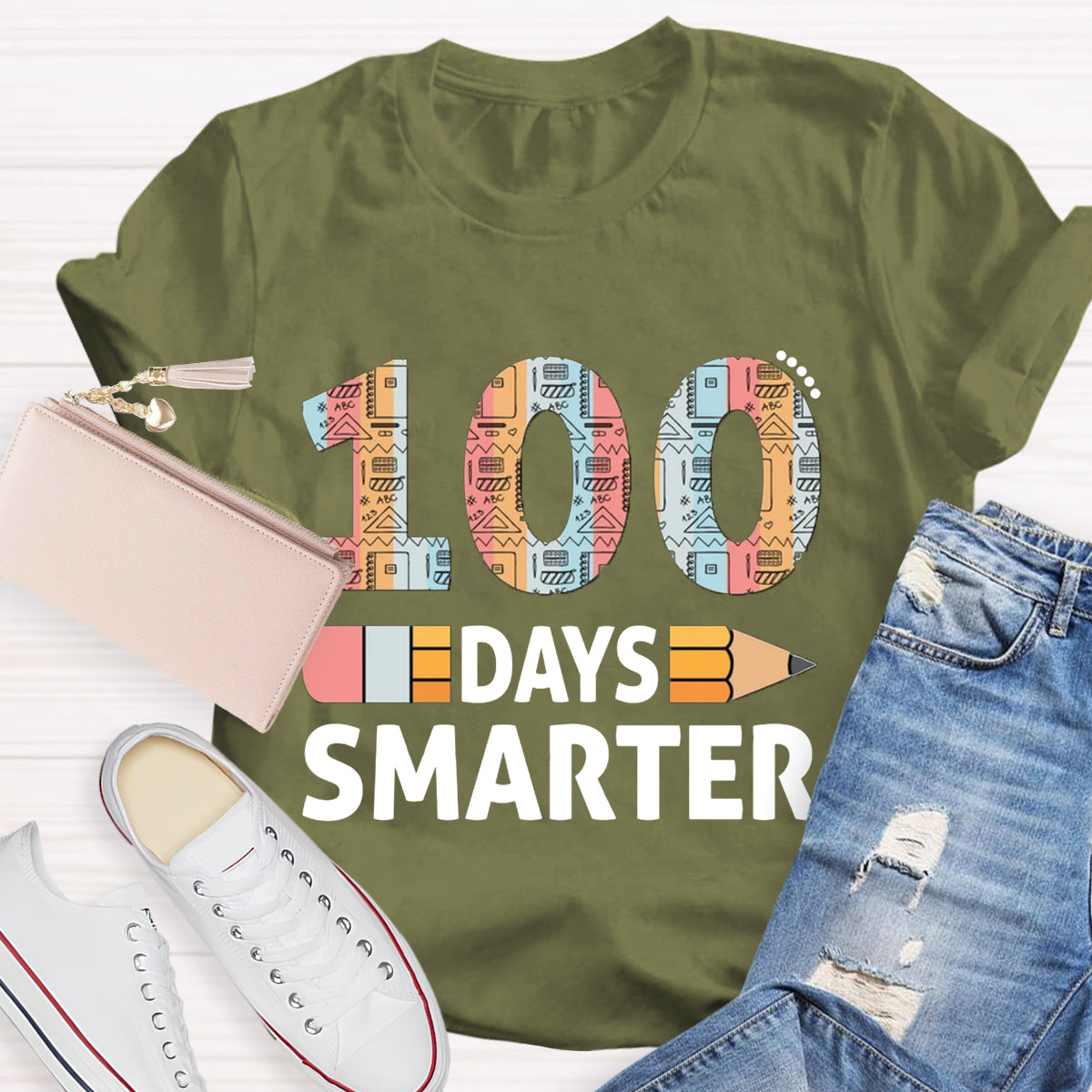 100 Days Smarter Pencil Teacher T-Shirt