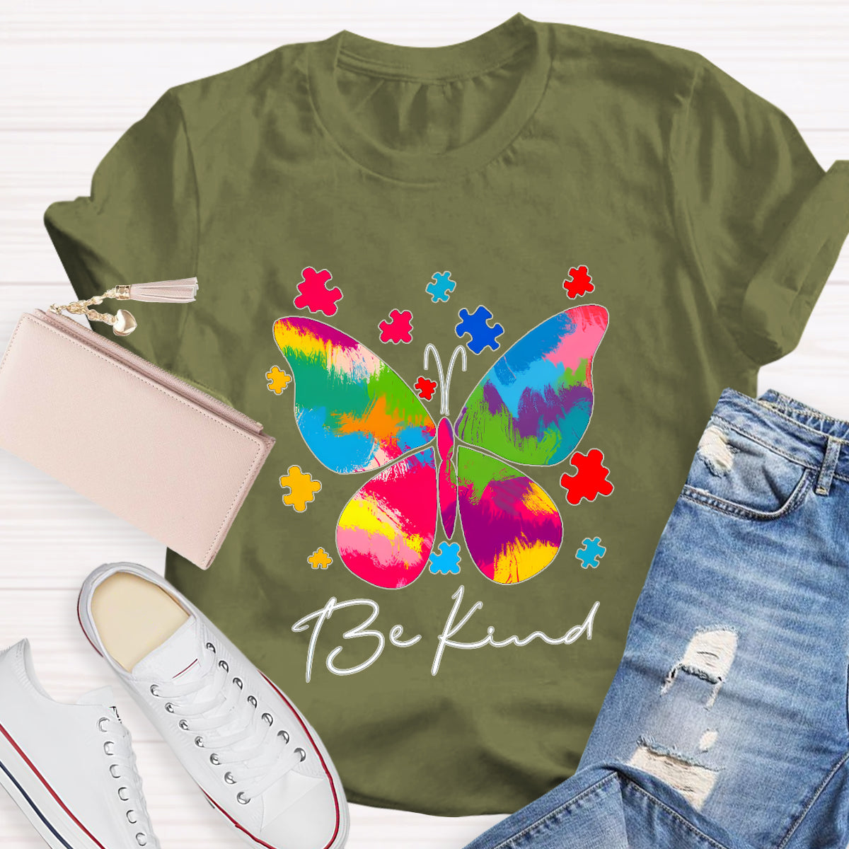 Be Kind Butterfly Teacher T-Shirt