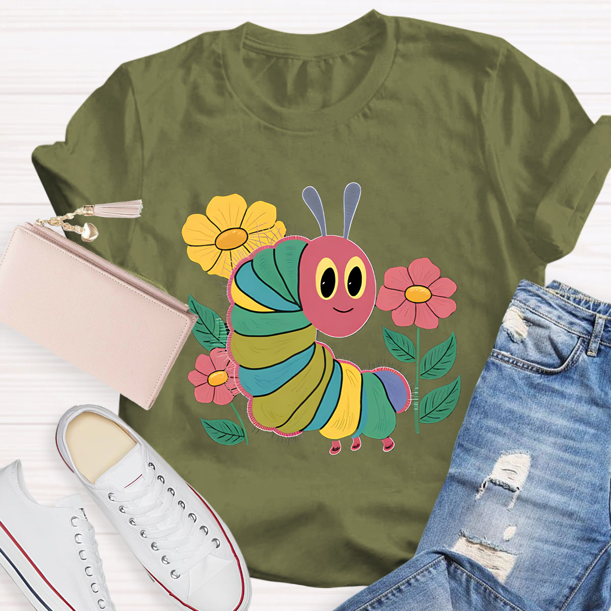 Flowers And Hungry Caterpillar Teacher T-Shirt