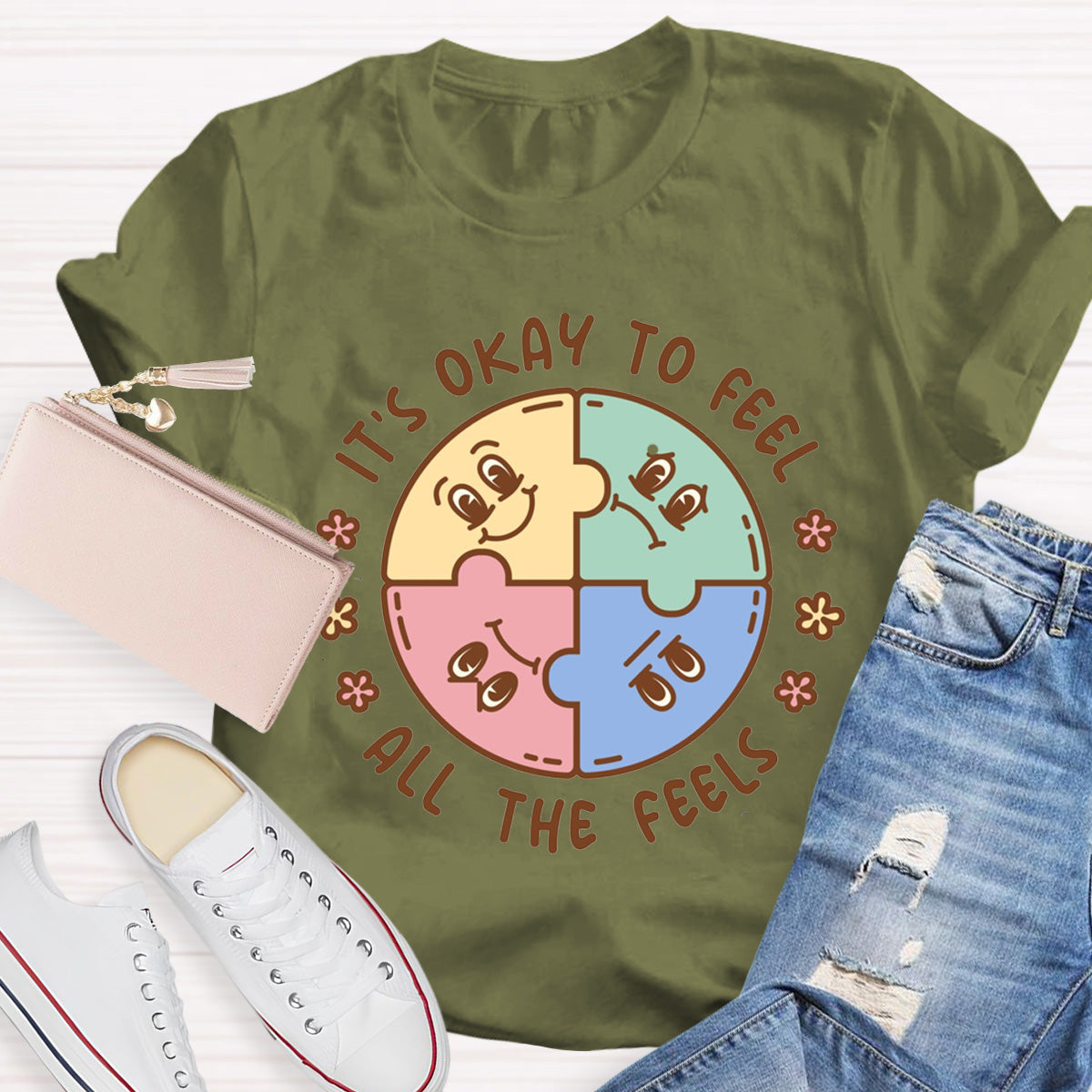 It's Okay To Feel All The Feels ABA Therapist Teacher T-Shirt