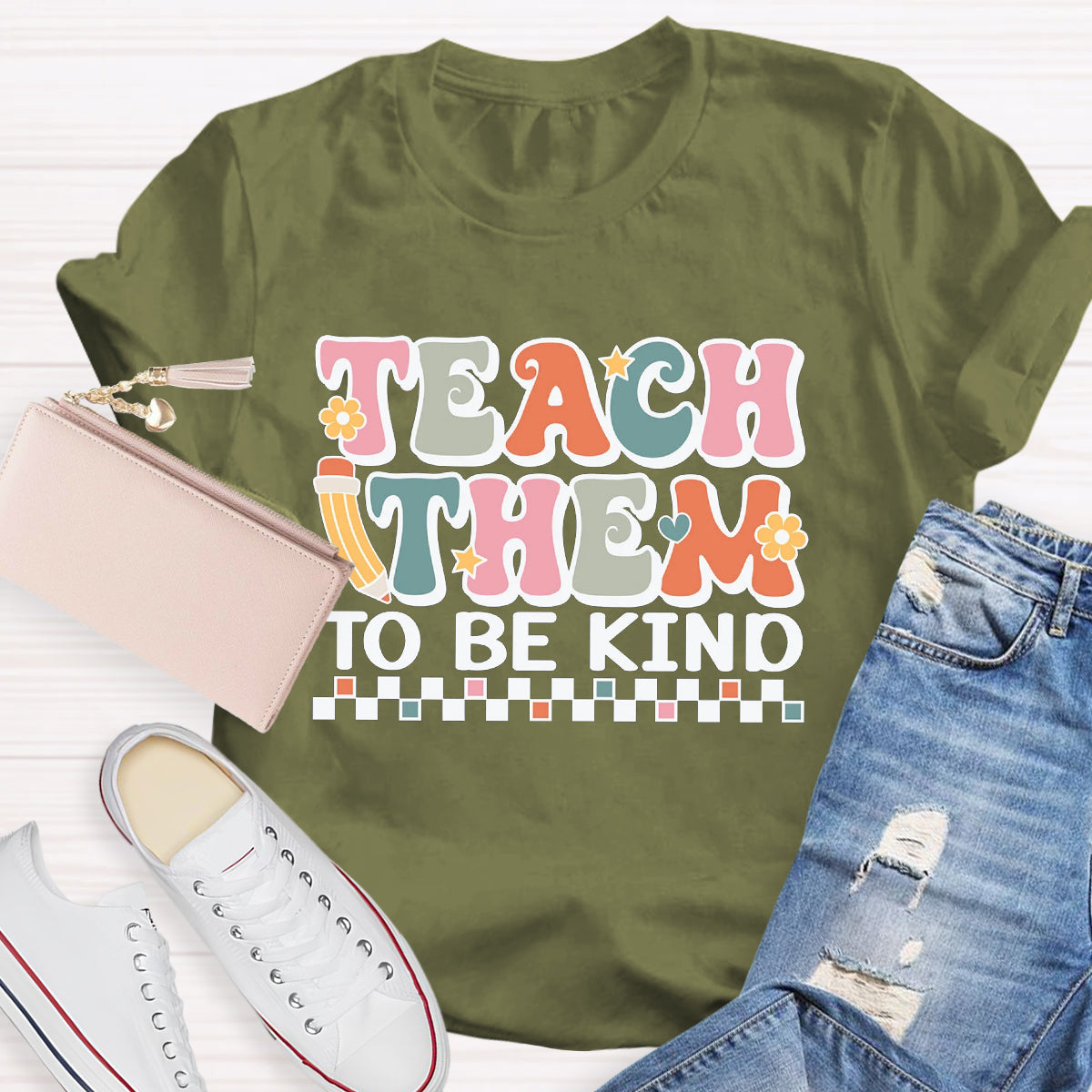 Teach Them To Be Kind Teacher T-Shirt