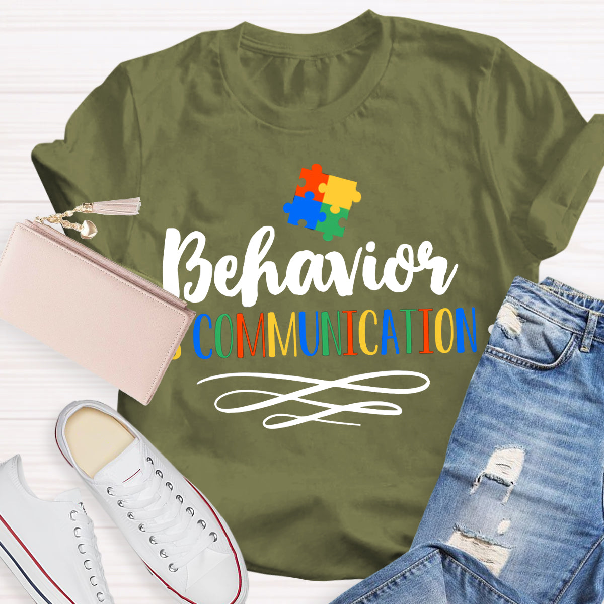 Behavior Is Communication Special Education Jigsaw Puzzle Print T-Shirt