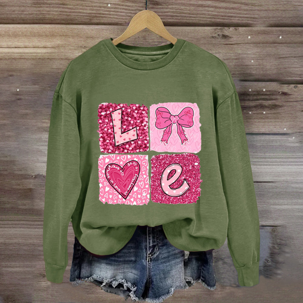 Pink Glitter Love Sweatshirt