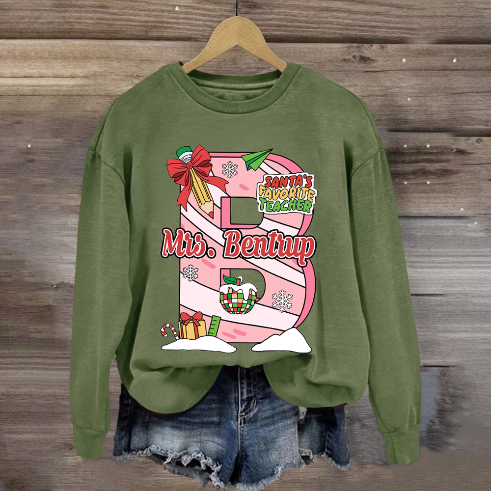 Personalized Name Santa's Favorite Teacher Sweatshirt