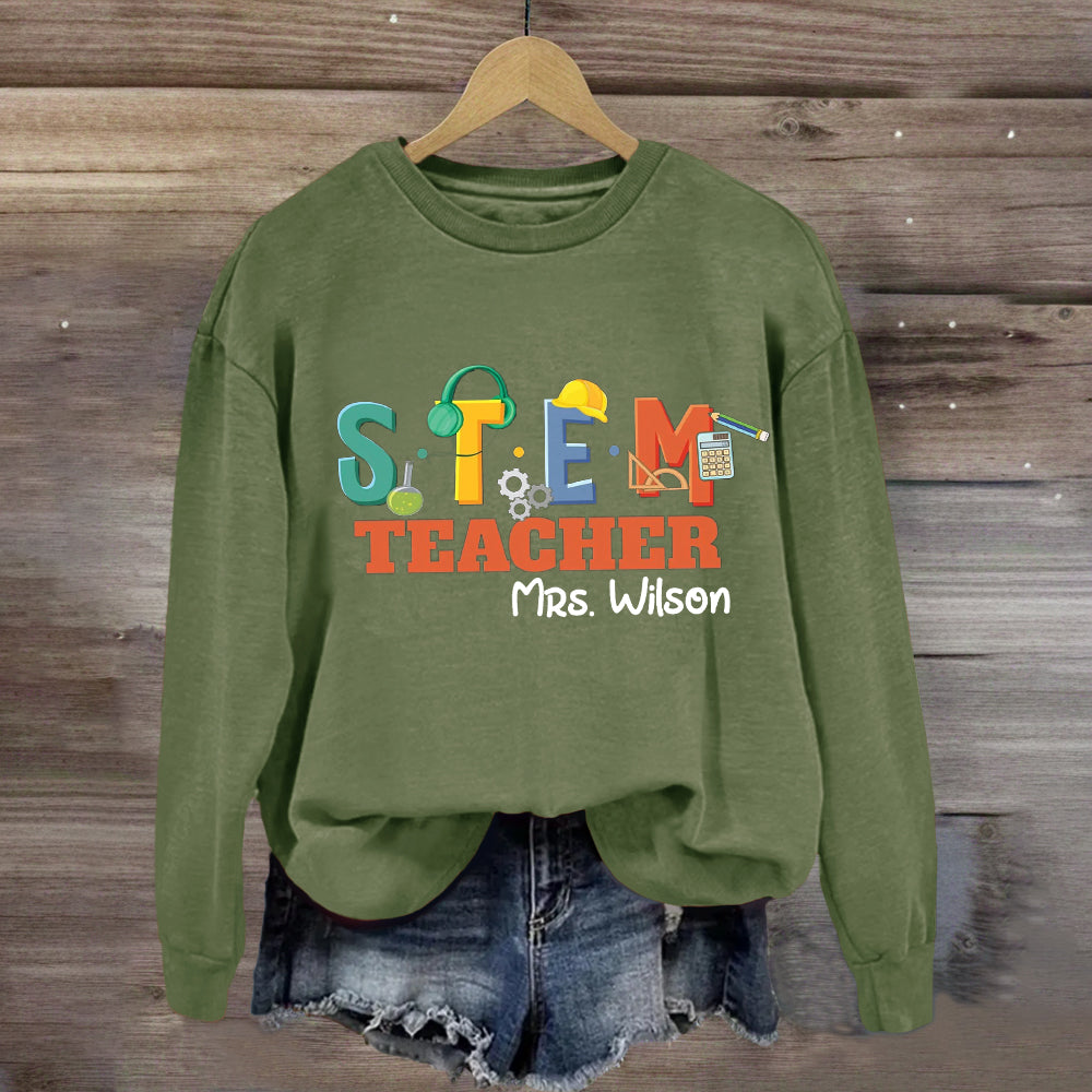 Personalized Name STEM Teacher Pencil Sweatshirt