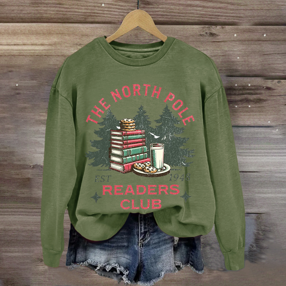 North Pole Book Club Santa Book Lover Sweatshirt