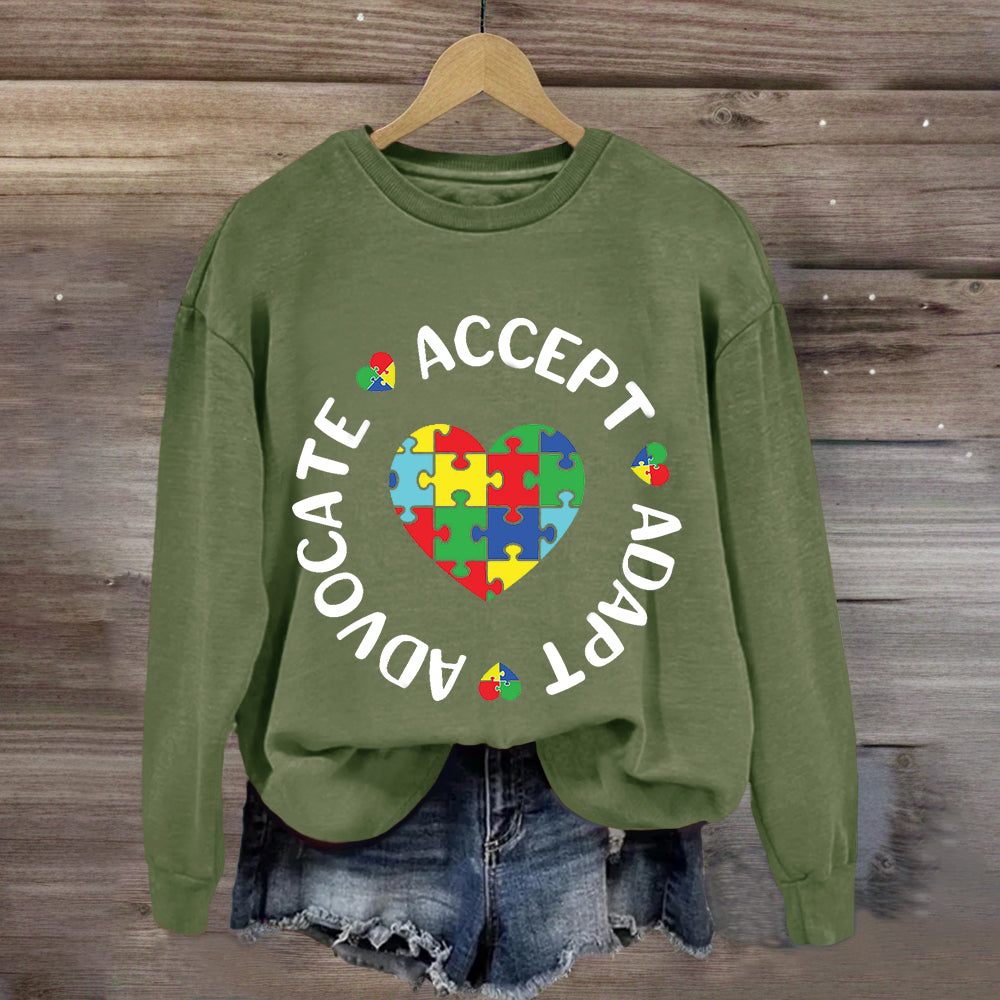 Accept Adapt Advocate Heart Special Education Sweatshirt