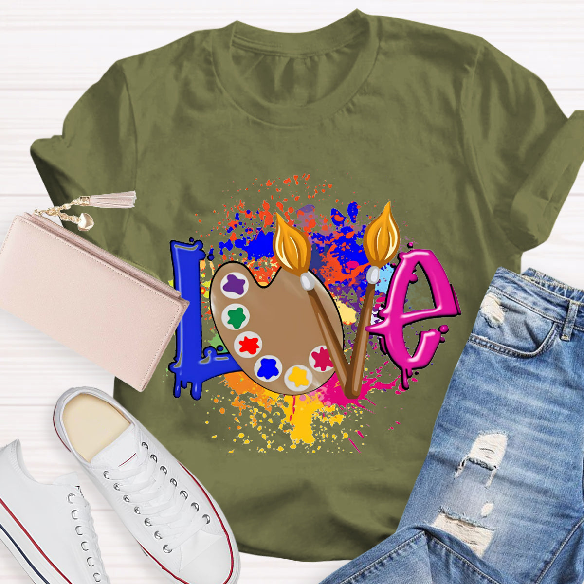 Love Art Color palette Teacher T-Shirt