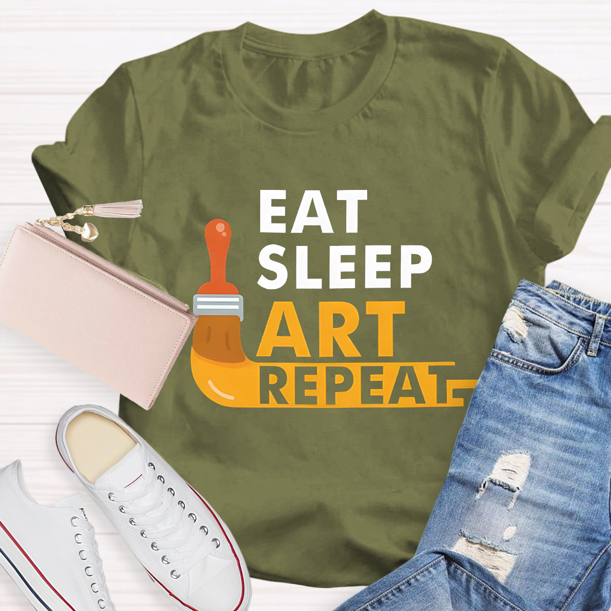 Eat Sleep Art Repeat Teacher T-Shirt