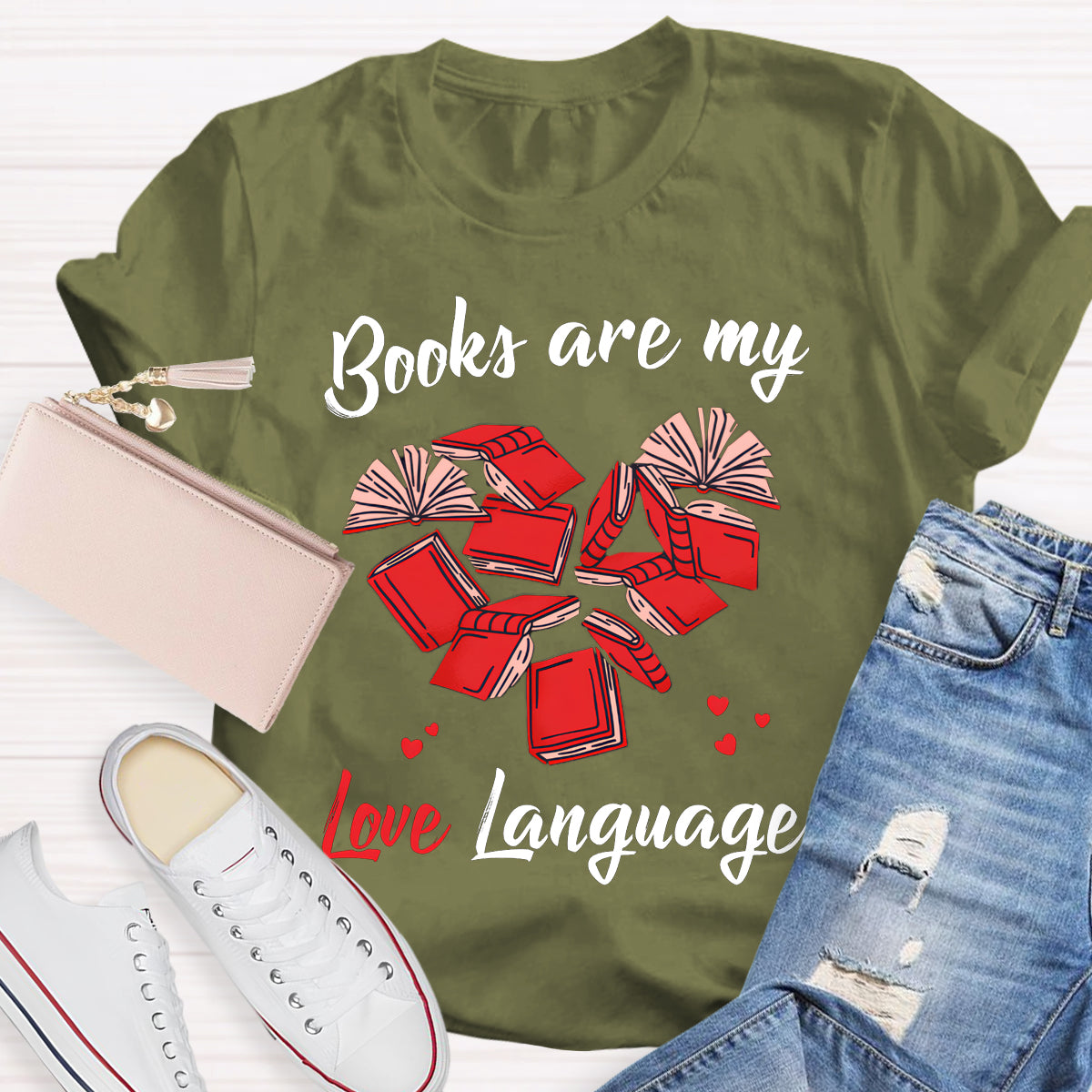 Books Are My Love Language Teacher T-Shirt