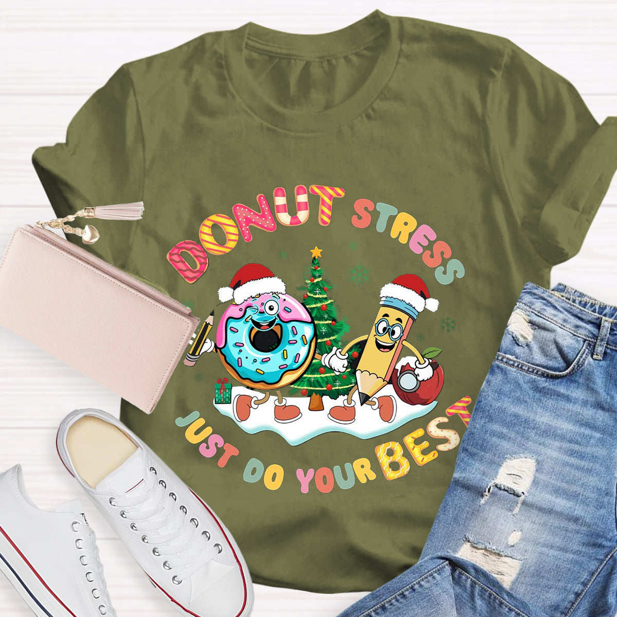 Christmas Donut Stress Just Do Your Best T-Shirt