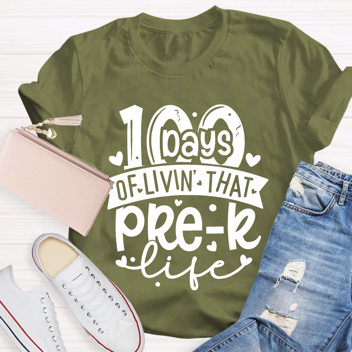 Personalized Grade 100 Days Of Livin' That Pre-K Life T-Shirt