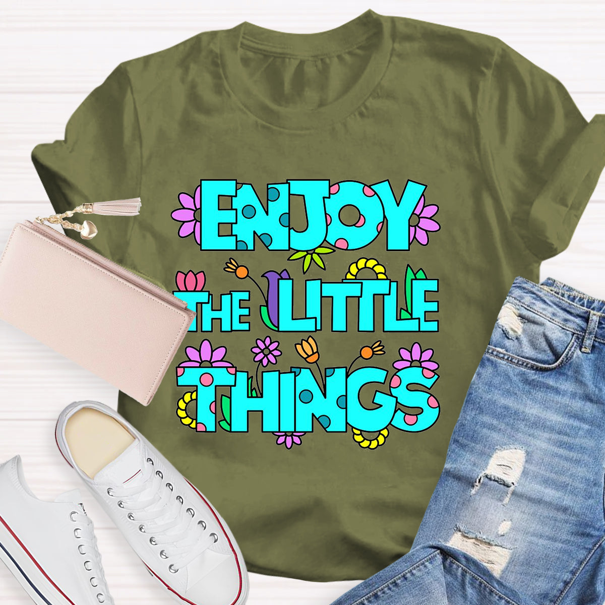 Enjoy The Little Things Cute Letters T-Shirt