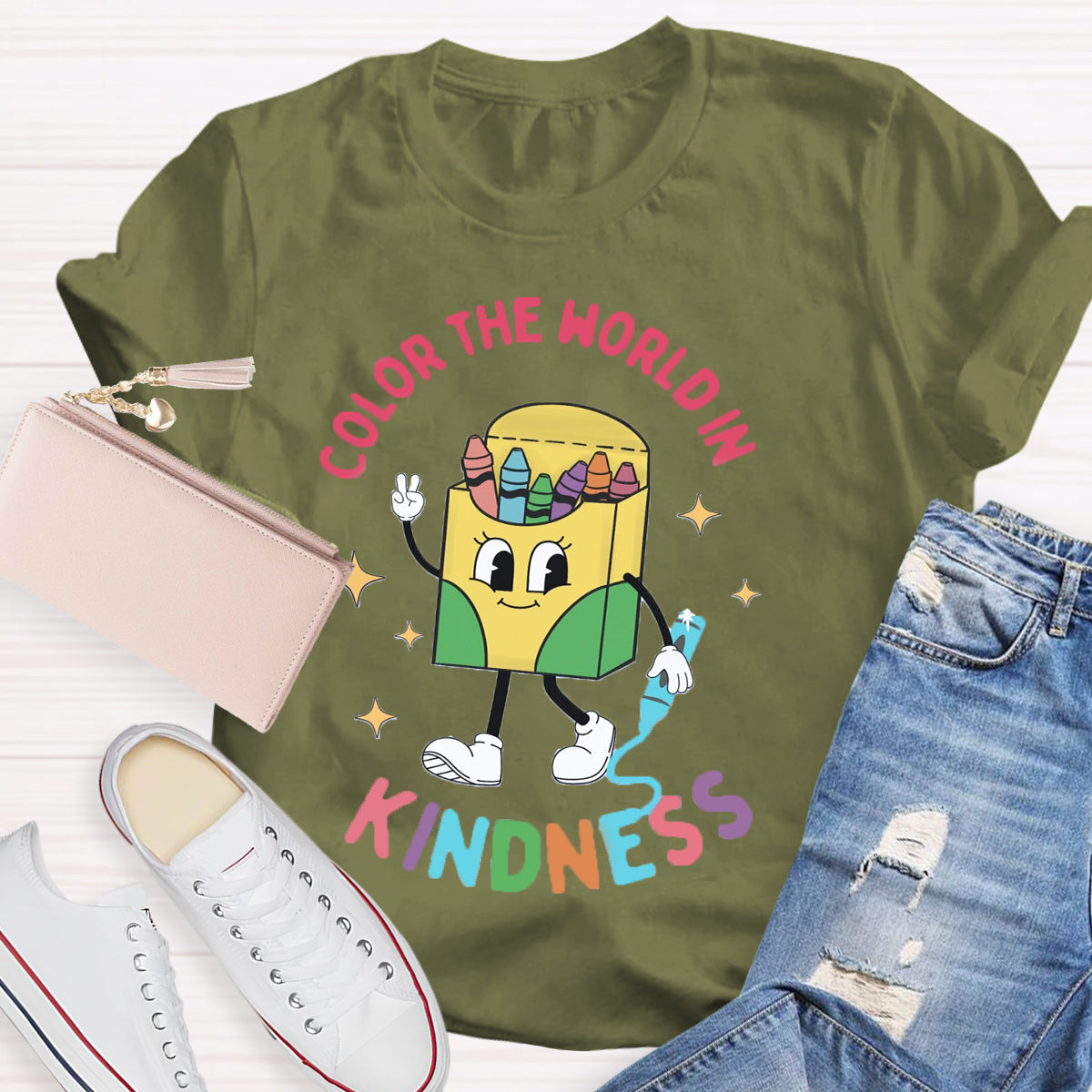 Color the World in Kindness Teacher T-Shirt