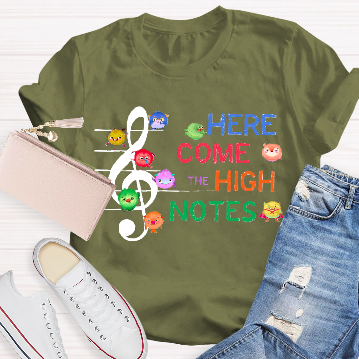 Here Come The High Notes Music Teacher T-Shirt