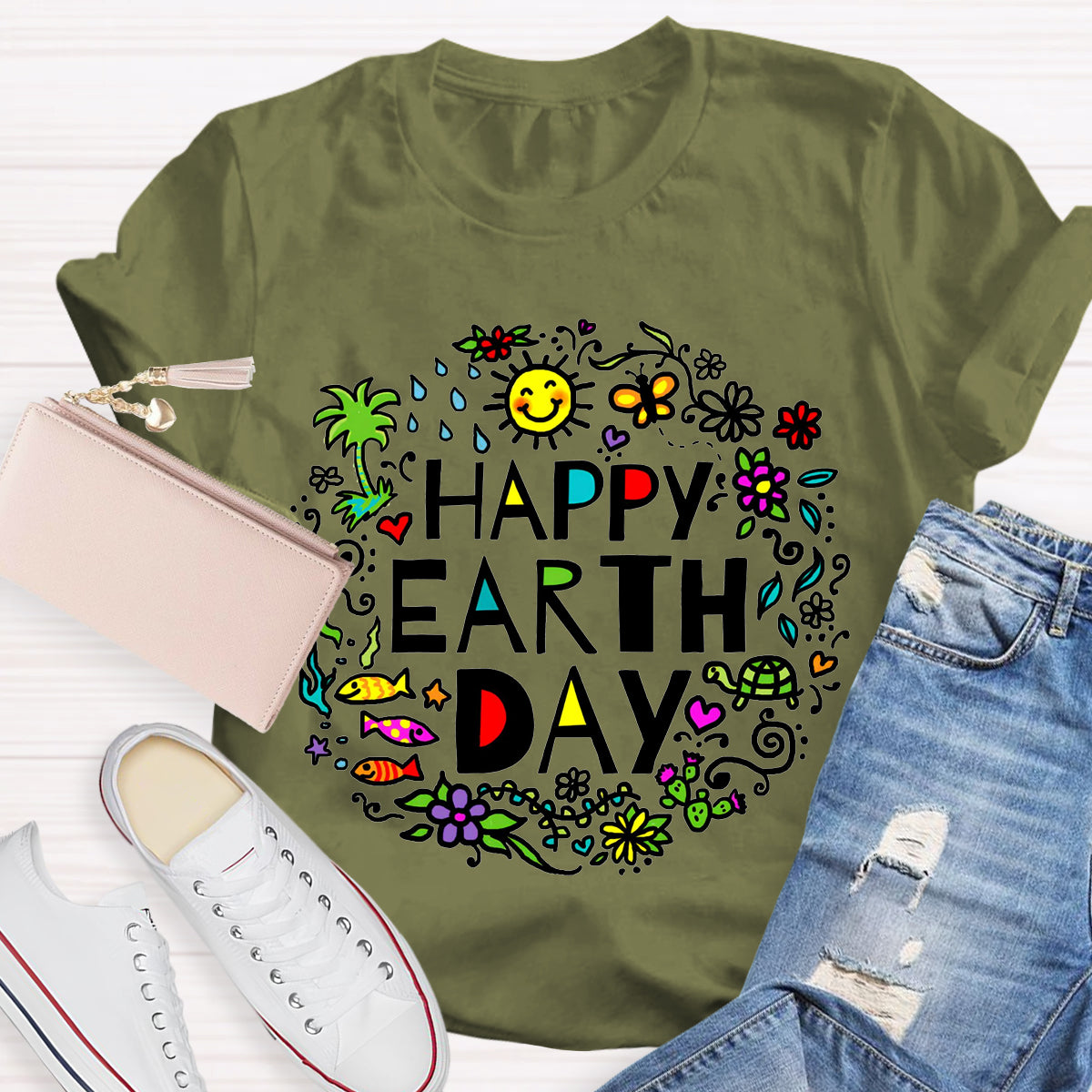 Happy Earth Day Floral T-Shirt