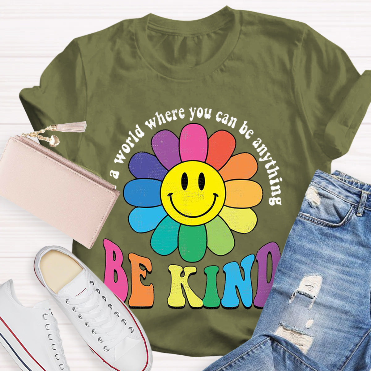 In A Word Where You Can Be Anything Be Kind Teacher T-Shirt