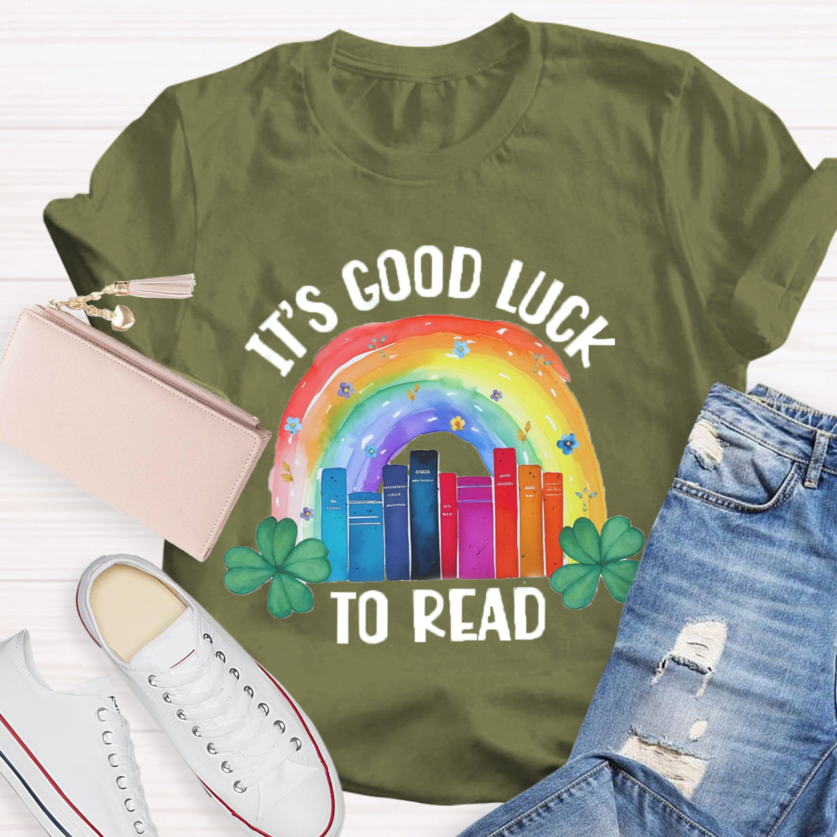 It's Good Lucky To Read Rainbow Shamrock T-Shirt