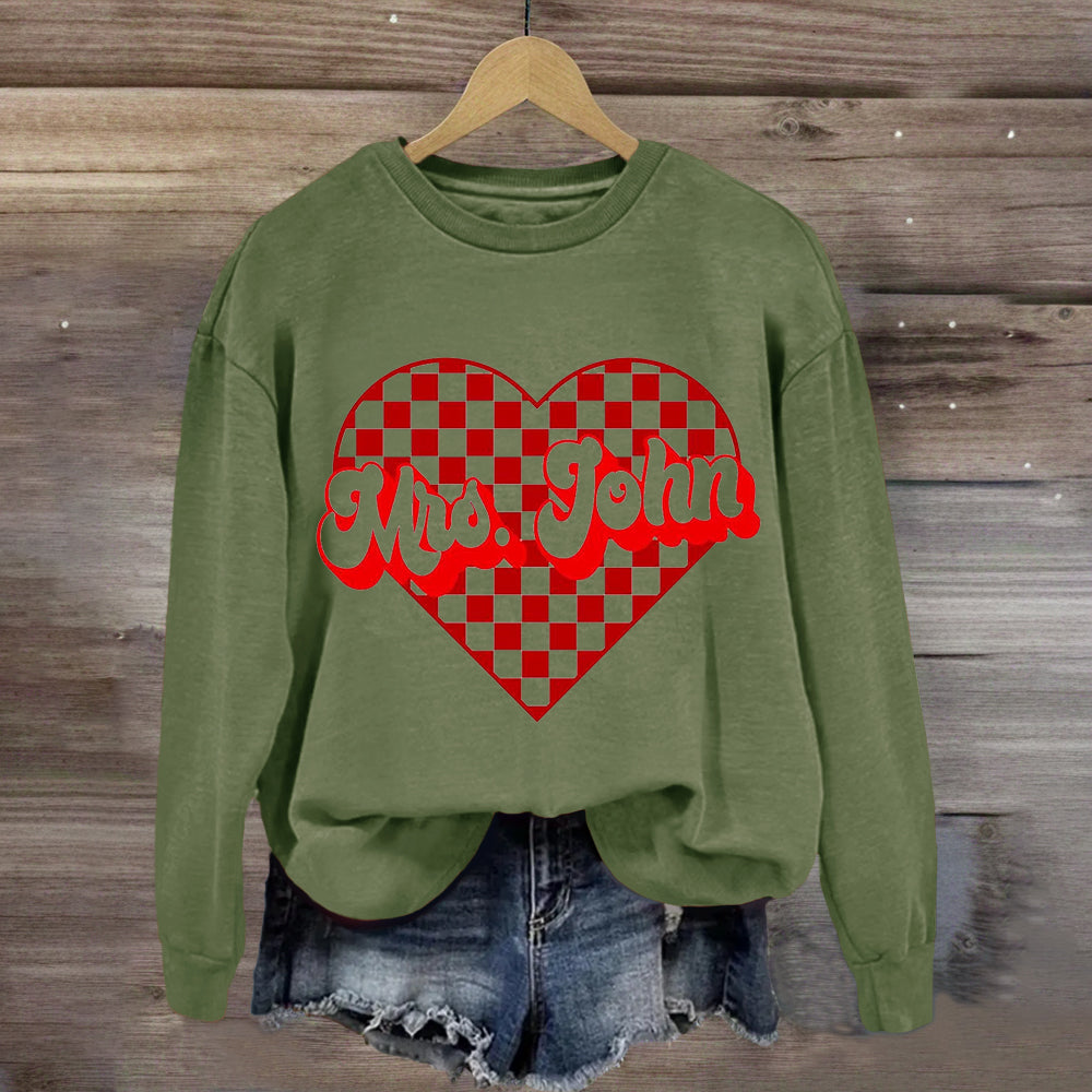 Personalized Name Heart Mrs John Sweatshirt