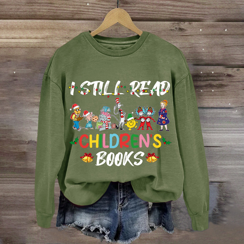 I Still Read Children Books Christmas Light  Sweatshirt