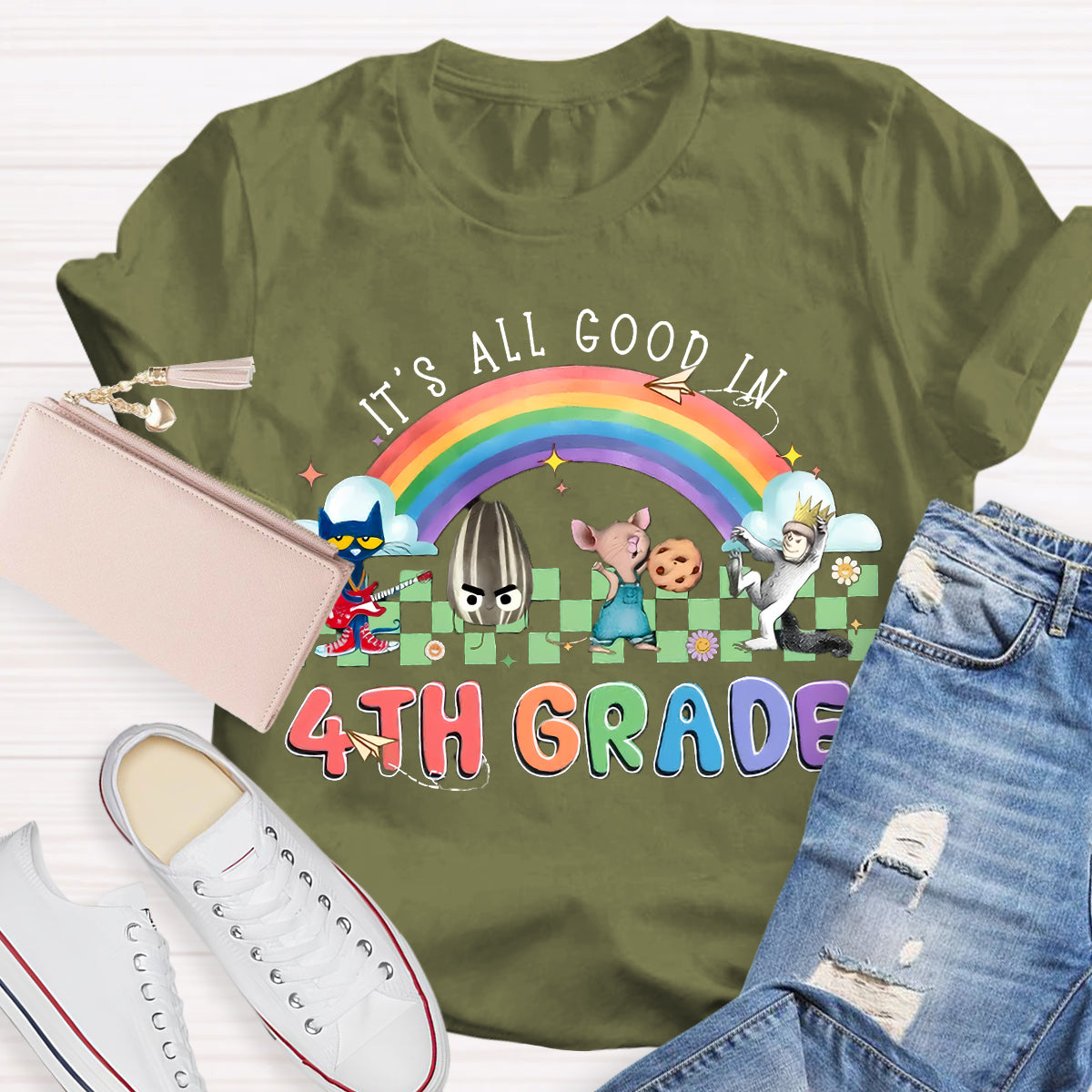 Personalized Grade It's All Good In 4th Teacher T-Shirt