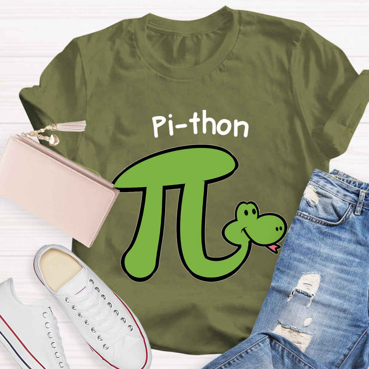 Pi-thon - Animal Pun Math Teacher T-Shirt