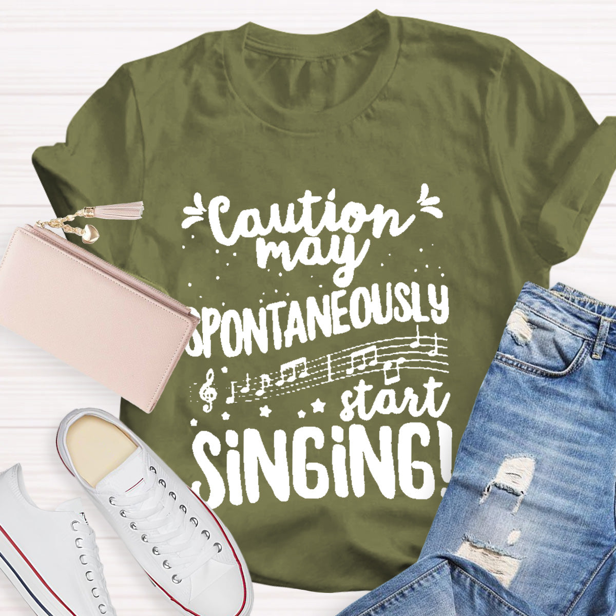 Caution May Spontaneously Start Singing Teacher T-Shirt
