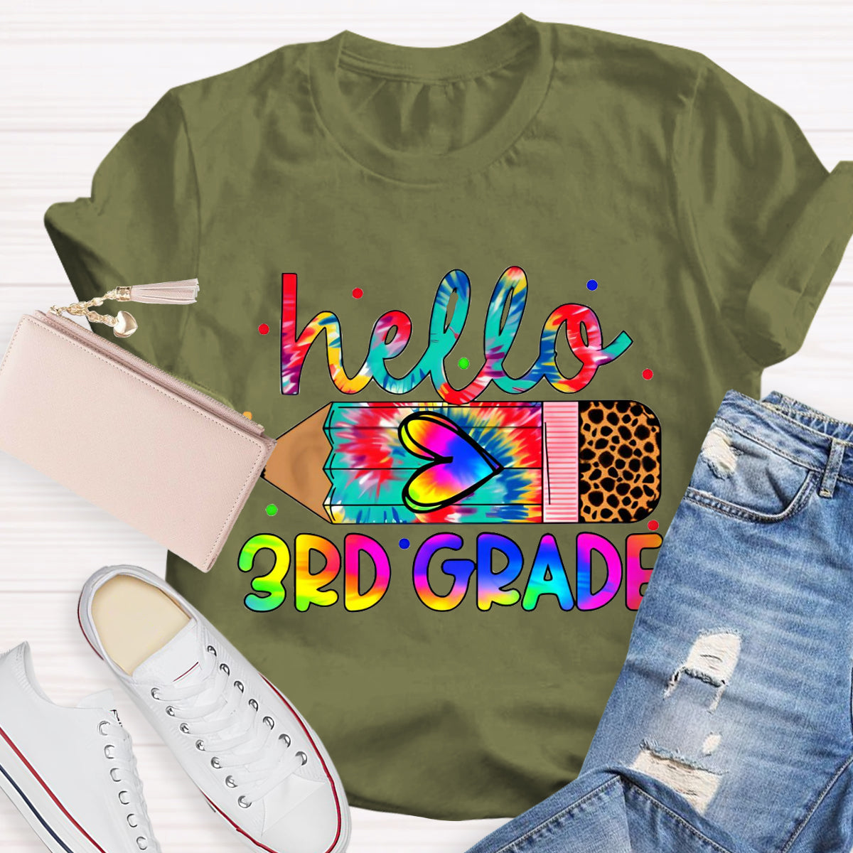 Personalized Grade Hello 3rd Grade Teacher T-Shirt